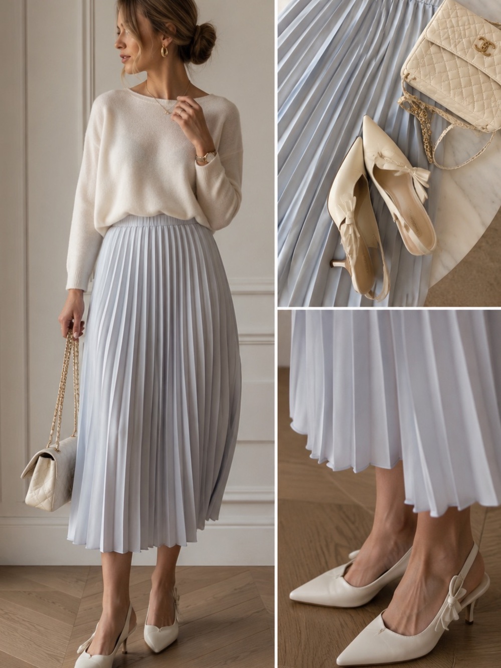 NWT Powder Blue Pleated Midi Skirt
